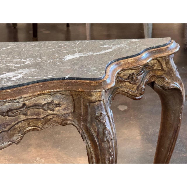 19th Century 19th Century French Giltwood Console With Marble Top For Sale - Image 5 of 12
