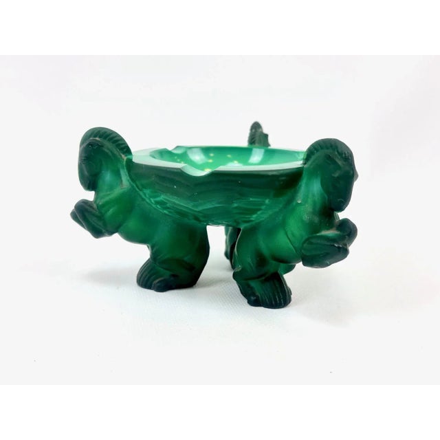 Art Deco Malachite Glass Pegasus Ashtray by Arthur Pleva for Curt Schlevogt, 1930s, in Flawless conditions. Designed 1920...