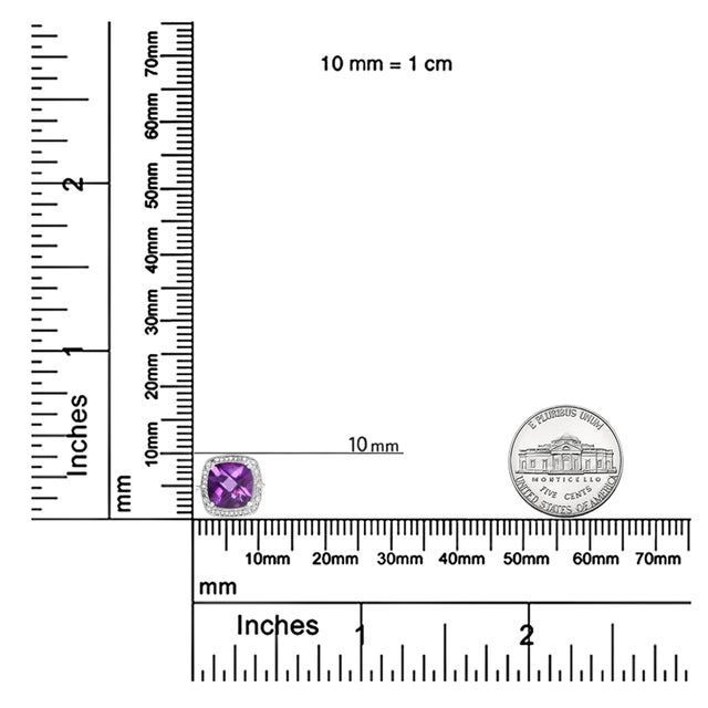 Early 21st Century .925 Sterling Silver 10mm Cushion Cut Amethyst Gemstone and Diamond Accent Lariat 4”-10” Adjustable Bolo Bracelet (H-I Color, SI1-SI2 Clarity) For Sale - Image 5 of 5