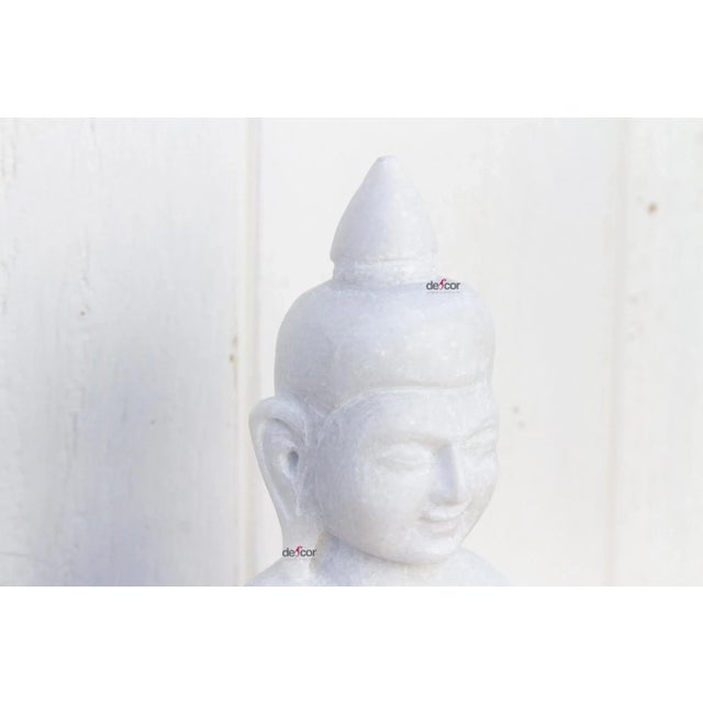 White Marble Burmese Sitting Buddha For Sale - Image 4 of 11