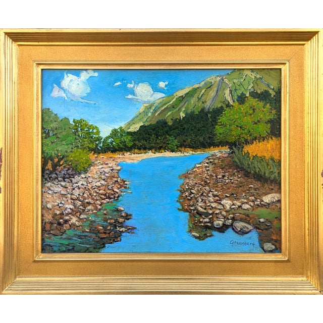 Jerry Greenberg "Passing Clouds" Contemporary Realistic Texas Nature River Landscape Painting, 2020s For Sale