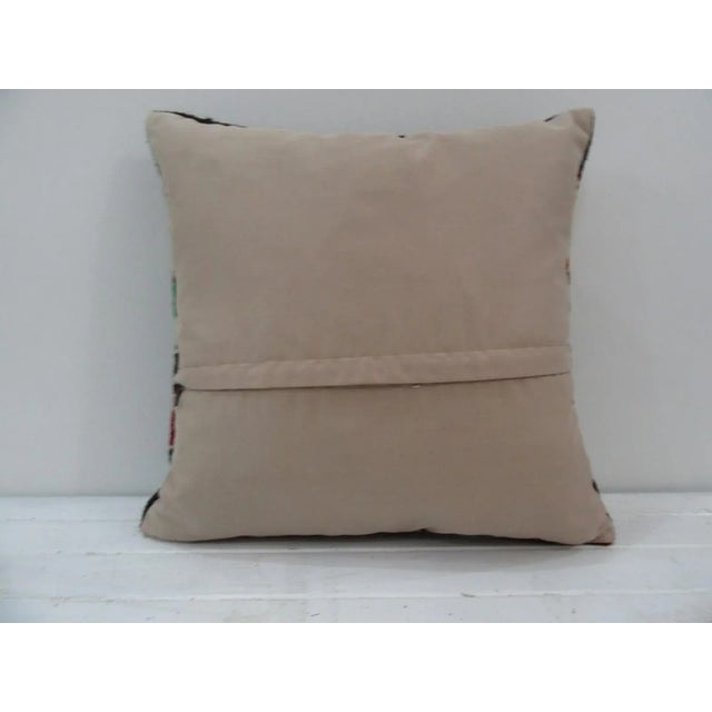 Contemporary Handmade Orange, Green and Red Striped Turkish Kilim Pillow Cover For Sale - Image 3 of 4