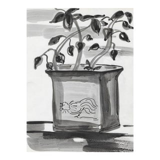 1950s Virginia Spencer Plant and Chinese Planter Still Life Painting For Sale