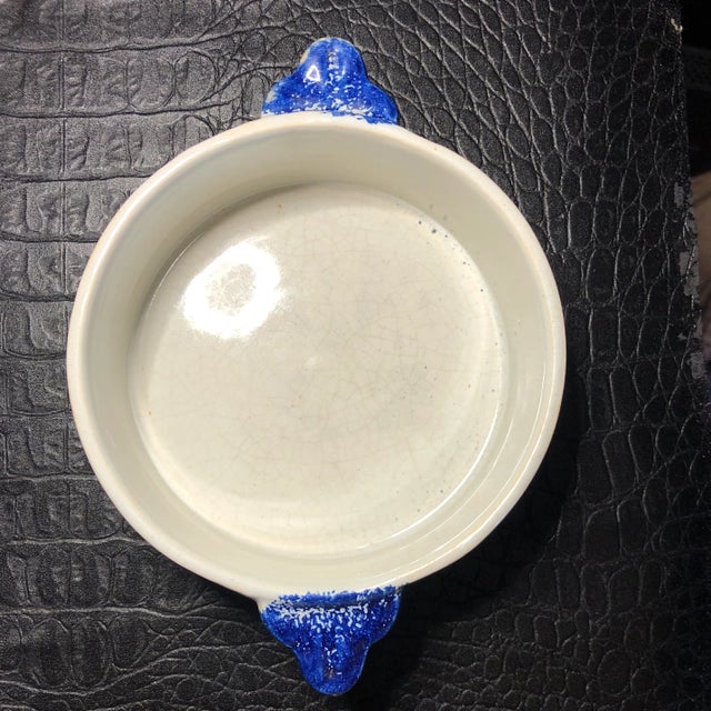 Vintage Circa 1930s Hand Painted Henriot Quimper France Ceramic Bowl or Wine Coaster French Faience For Sale - Image 6 of 10