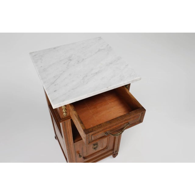 Art Deco Nightstand with Carrara Marble Top, France, 1910s For Sale - Image 6 of 11