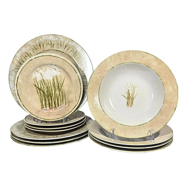 Art Nouveau Daffodil China- Set of Twelve For Sale