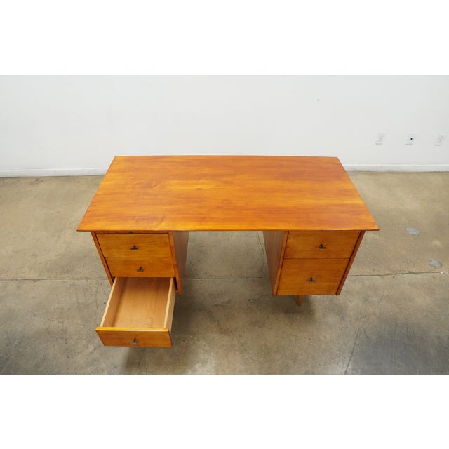 Vintage Attributed Paul McCobb MCM Double Pedestal Desk For Sale - Image 11 of 16