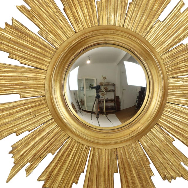 Deknudt Sunburst Sun Mirror in Gilded Wood, 1960s For Sale - Image 12 of 18