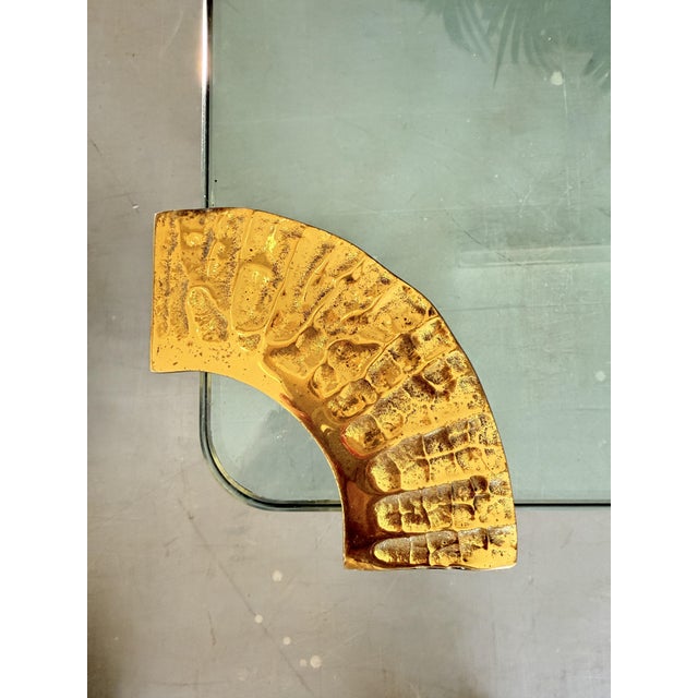 Metal Hollywood Regency Brass and Glass Coffee Table attributed to Peter Ghyczy, 1970s For Sale - Image 7 of 18