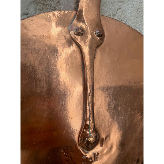 French Provincial Large French Copper Lid With Stamped Initials, C 1890's For Sale - Image 3 of 8