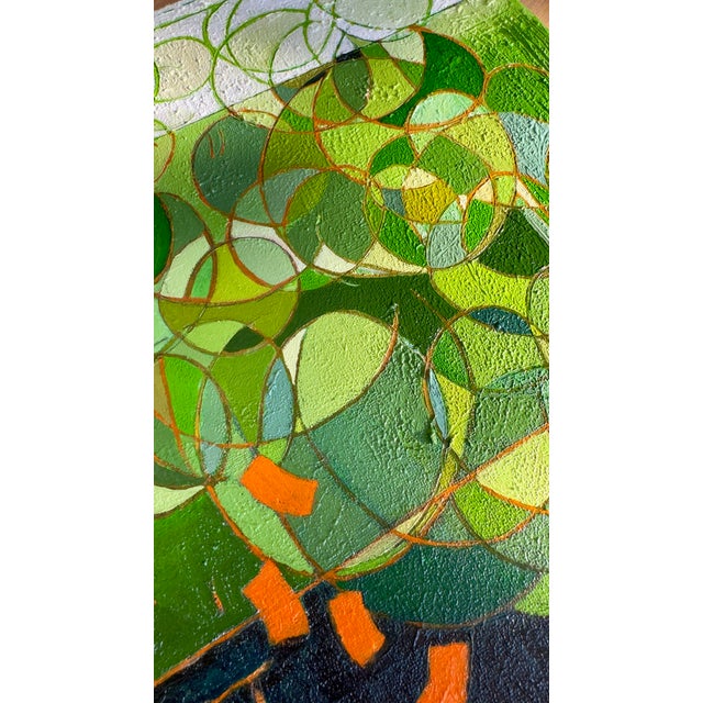Textile "Contemporary Green" Oil Painting by Paula DeStefanis For Sale - Image 7 of 10