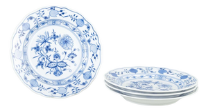 Porcelain Salad Plates with Blue Onion Pattern from Meissen, Germany, Set of 4