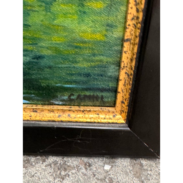 Signed Camhi Lakeside Landscape Original Oil Painting For Sale - Image 4 of 12
