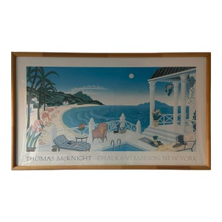 1980's XL Framed Thomas McKnight "Crescent Bay" Poster Print For Sale