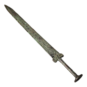 Late 19th Century Bronze Sword With Engraved Motifs, 520g, Archaic Blade