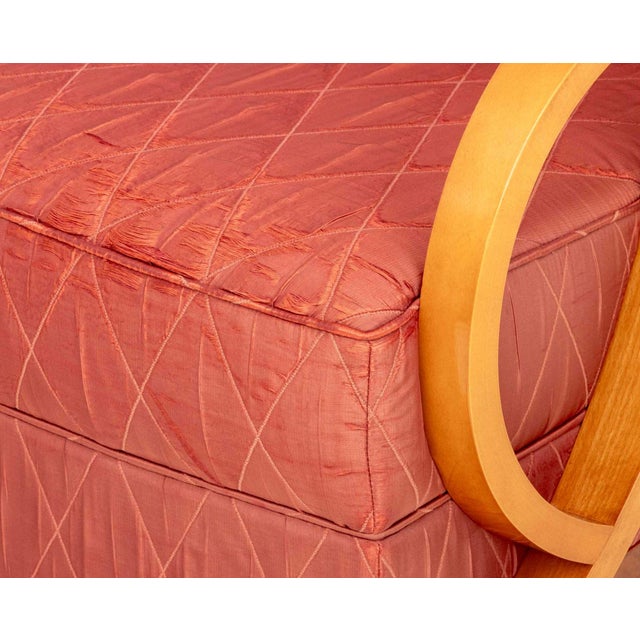 Pair of Art Deco Vintage Silk Upholstered Bentwood Armchairs For Sale In New York - Image 6 of 9