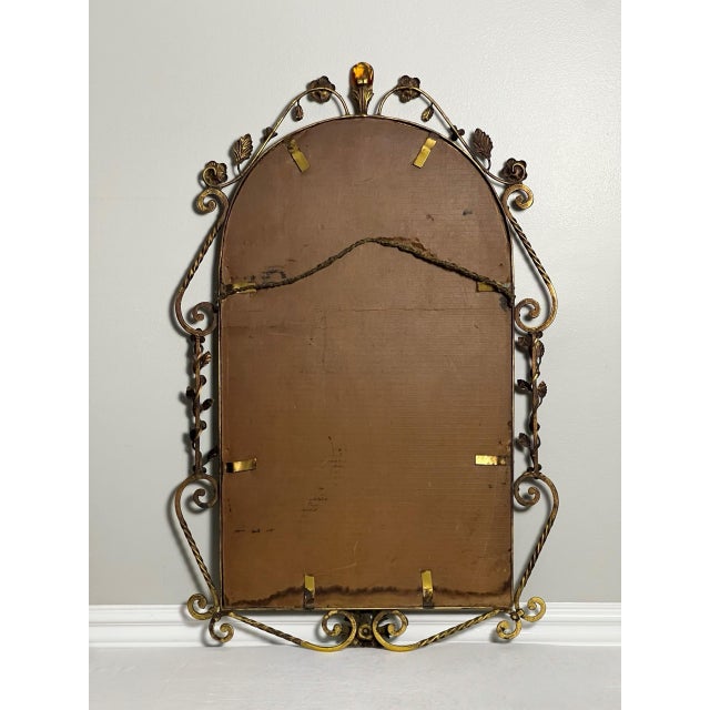 1920s Oscar Bach Gilded Iron Console and Beveled Mirror Set With Black Marble Top, Attributed For Sale - Image 18 of 18