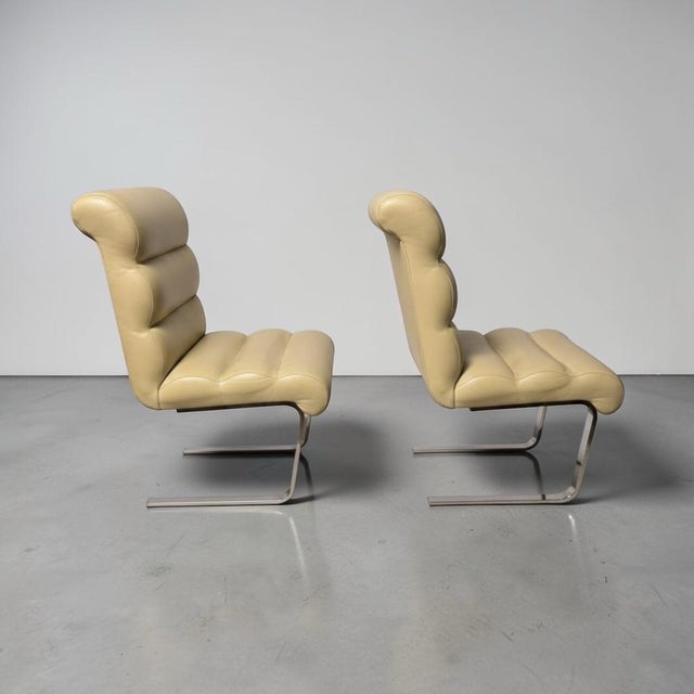Mid-Century Modern 1970s Attributed to Mariano for Pace Laguna Mid Century Chrome Cantilever Dining Chairs For Sale - Image 3 of 6