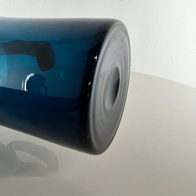 Mid-Century Modern 1960s Sculptural Murano Blue Art Glass Modern Pitcher For Sale - Image 3 of 12