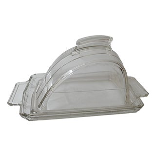 Art Deco Luxval Cheese Dome in Glass from Val Saint Lambert, 1935, Set of 2 For Sale