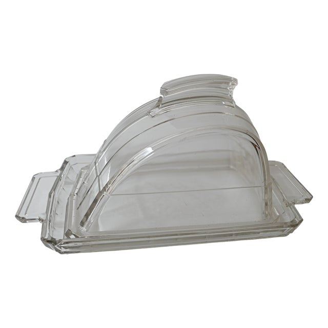 Art Deco Luxval Cheese Dome in Glass from Val Saint Lambert, 1935, Set of 2 For Sale