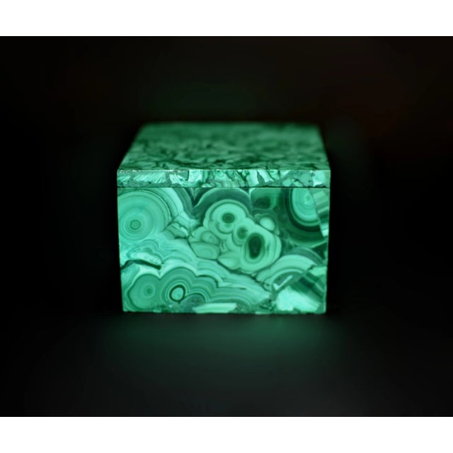 An absolutely beautiful box, crafted from genuine natural malachite. Uncommonly light in color, this rare specimen...