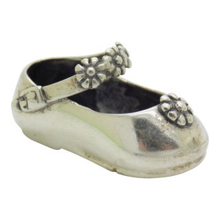 Vintage Italian Handmade Genuine Sterling Silver 925 Child Shoe Miniature Figurine For Sale