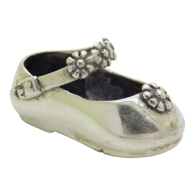 Vintage Italian Handmade Genuine Sterling Silver 925 Child Shoe Miniature Figurine For Sale