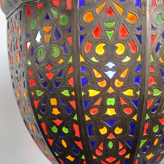 Vintage Marrakech Moroccan Colorful Prism Pendant Light For Sale - Image 4 of 6
