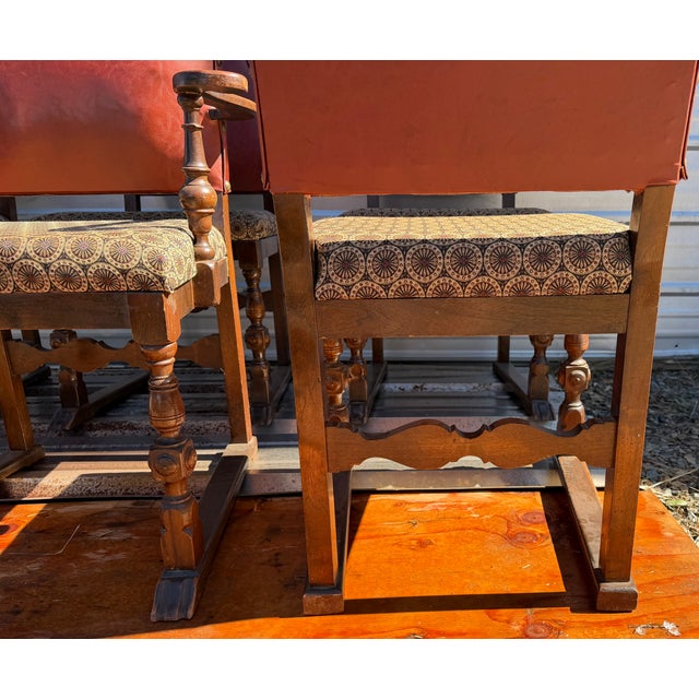 1940s Set of 6 Spanish Revival Dining Chairs Including One Armchair (Host Chair) For Sale - Image 4 of 11