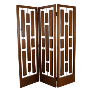 Folding Screen Room Divider in Solid Wood For Sale
