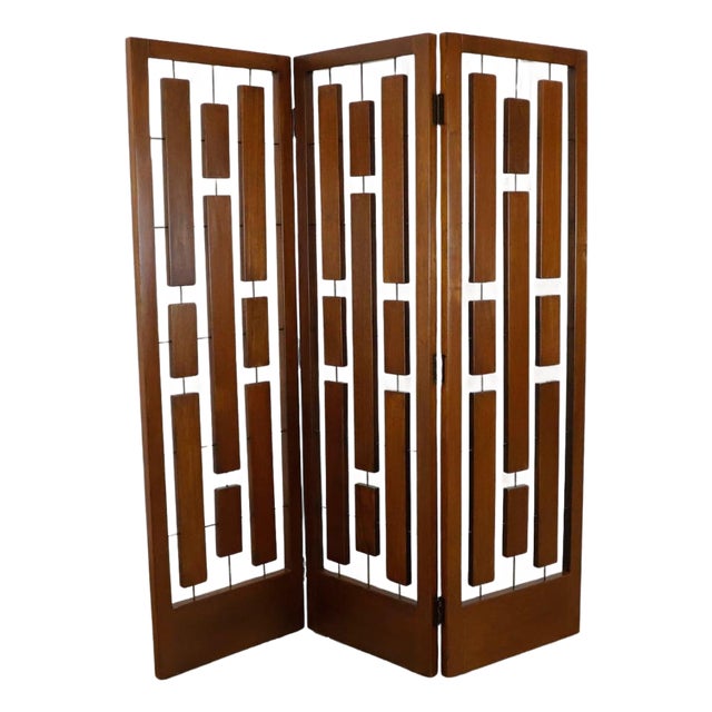 Folding Screen Room Divider in Solid Wood For Sale