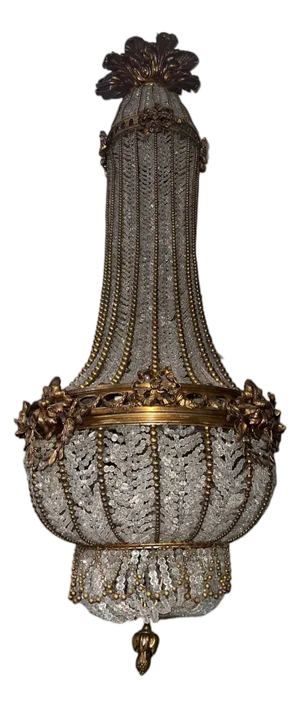 19th Century French Bronze and Beaded Chandelier