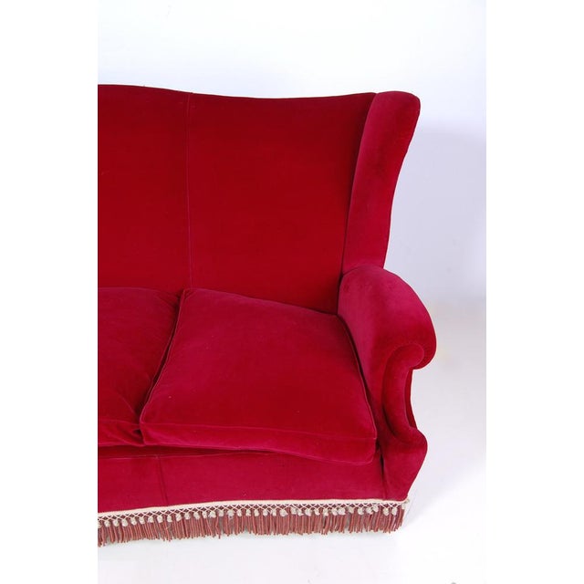 Vintage Sofa in Red Velvet, 1950s For Sale - Image 13 of 16
