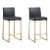Denmark Black Vegan Leather & Gold Steel Counter Stools - Set of 2 For Sale