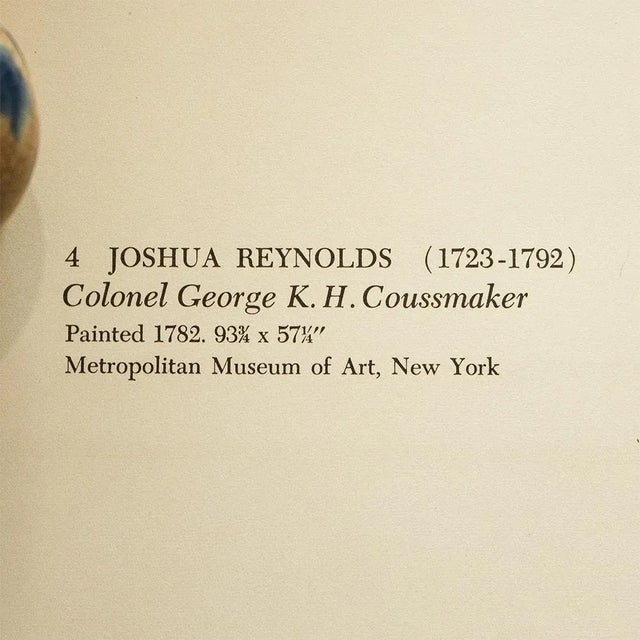 1950s 1956 After Joshua Reynolds "Colonel George K. H. Coussmaker", Vintage Full-Color Print For Sale - Image 5 of 8