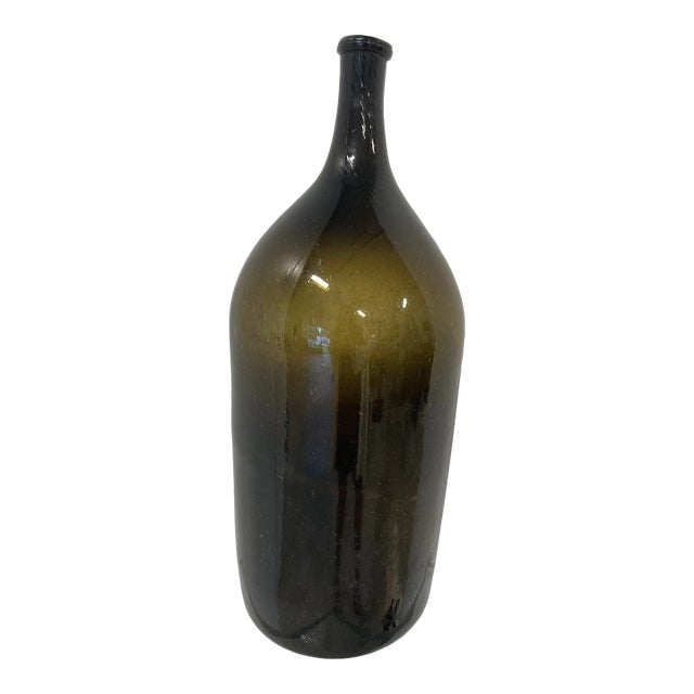 Mid 19th Century Large Antique French Hand Blown Glass Wine Bottle For Sale