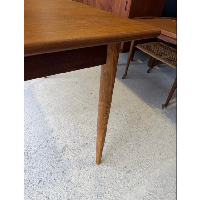 Wood Mid-Century Modern Danish Extendable Teak Dining Table For Sale - Image 7 of 13