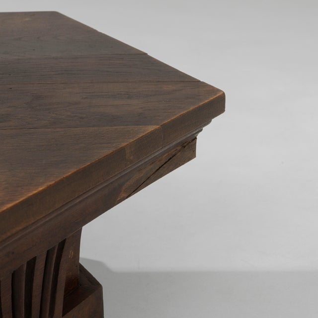 1910s French Hexagonal Oak Coffee Table In Original Patina For Sale In Greensboro - Image 6 of 18