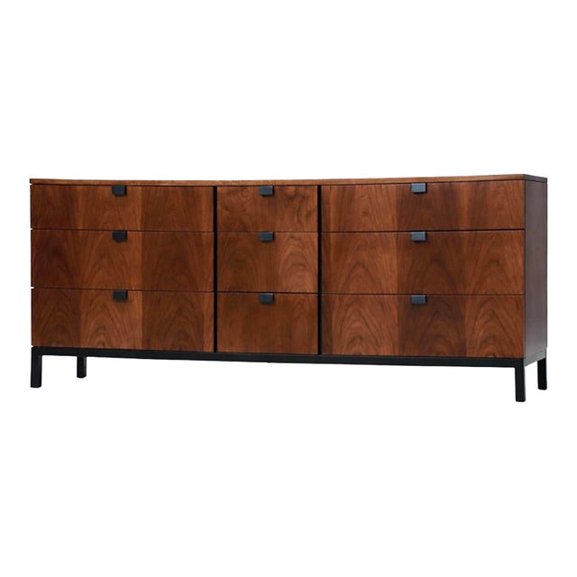 1960s Refinished 72” Milo Baughman for Directional Walnut Dresser For Sale