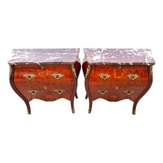 J B Van Sciver French Louis XV Bombe Commodes Bedside Tables Nightstands For Sale
