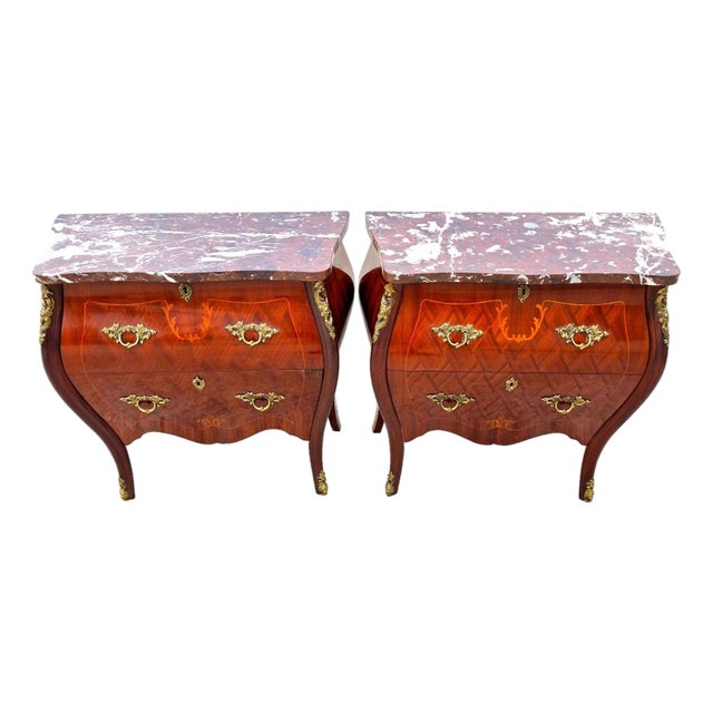 J B Van Sciver French Louis XV Bombe Commodes Bedside Tables Nightstands For Sale