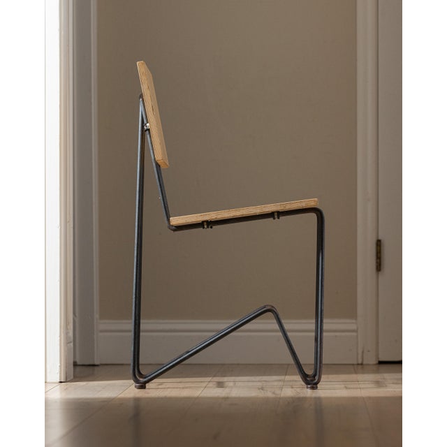 Vintage 90's Industrial Iron and Plywood Dining Chairs – Design by Sauer & Gueswel For Sale In Sacramento - Image 6 of 16