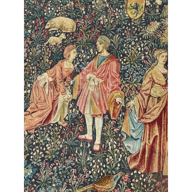 French Aubusson Style Screen Printed Hand Tapestry, 1960s For Sale - Image 4 of 18