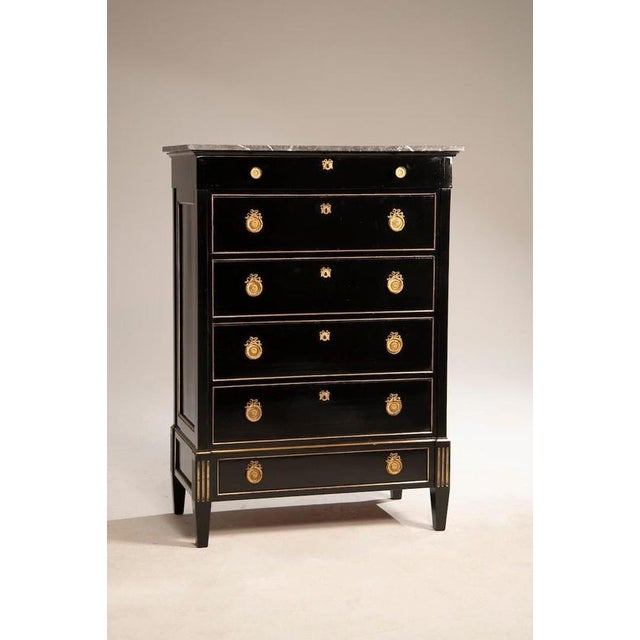 French Napoleon III Weekly Chest in Black Ebonized Wood, 1890 For Sale - Image 14 of 14