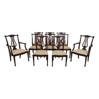 Set of 10 Henkel Harris Mahogany Lyre Back Dining Chairs For Sale