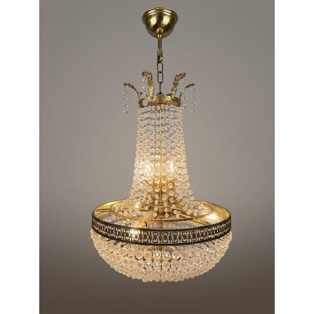Metal Antique French Empire Style Chandelier, 1900s For Sale - Image 7 of 7