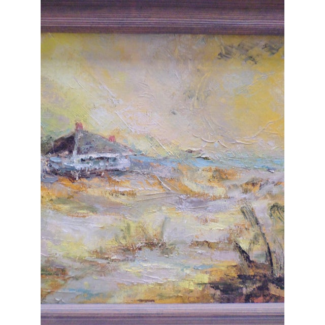 1960s 1960s Mid Century Modern Seascape Signed Impressionist Oil Painting on Canvas, Framed For Sale - Image 5 of 13