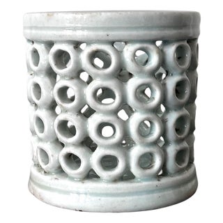 Korean Reticulated Celadon Brush Holder For Sale