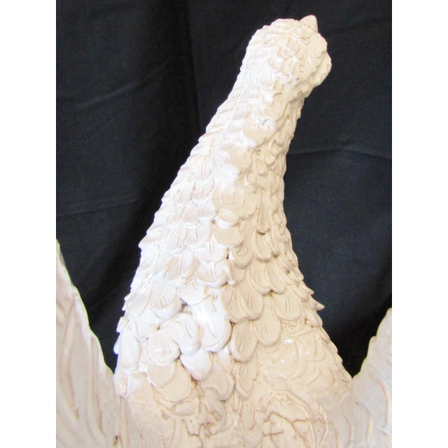 Monumental Italian White Glazed Terra Cotta Eagle Sculpture Circa 1960s For Sale - Image 11 of 17